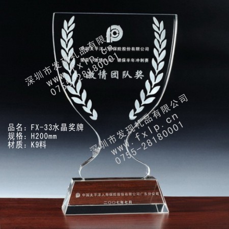 单位奖品FX-33水晶奖牌 