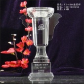 FX-48企业歌咏比赛奖杯：传统金属冠军奖杯造型水晶奖杯。奖杯最早是在赛事活动中颁发给优秀者的杯状奖